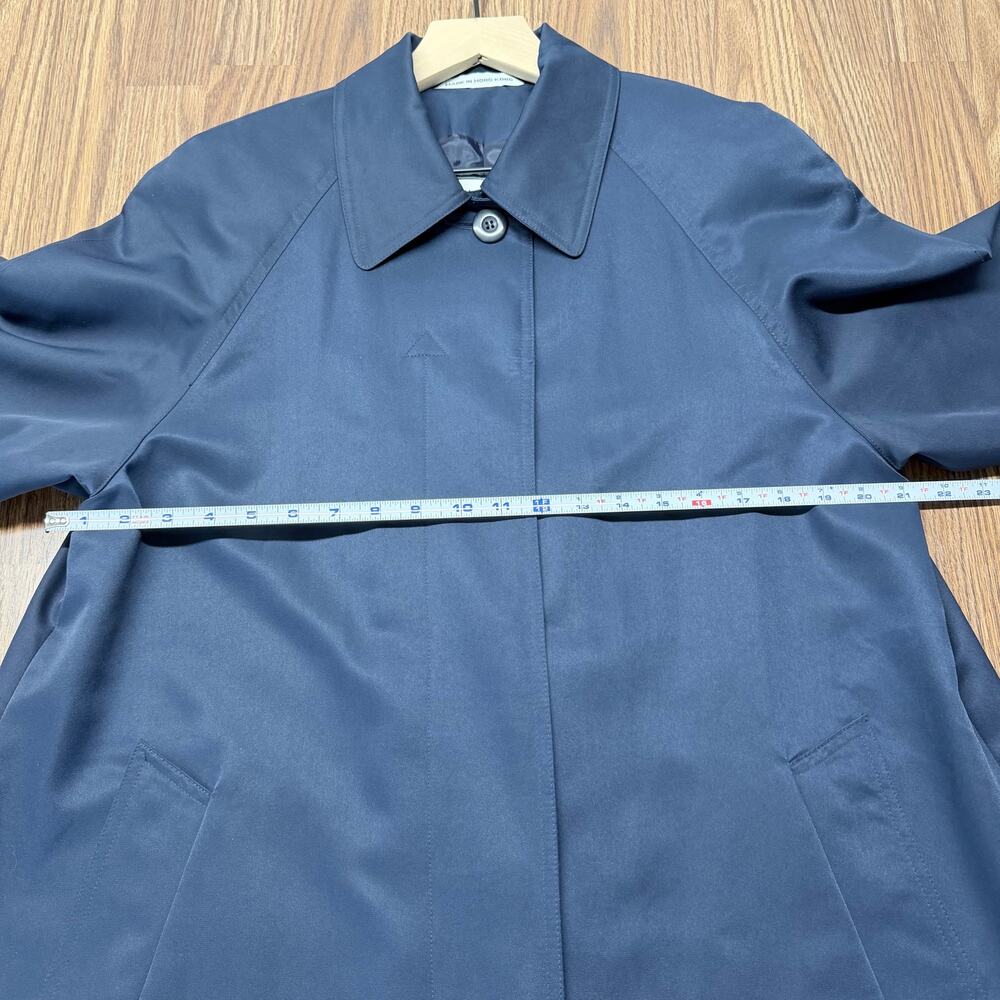 Bernardo Vintage 90s Slate Blue Trench Coat 8P Academia Corporate Minimalist - Picture 4 of 7
